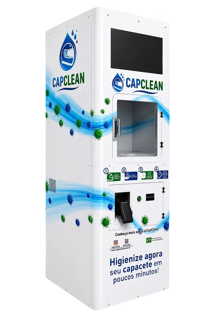 CapClean equipment manufactured by Carioli, with screen, helmet compartment and payment interface